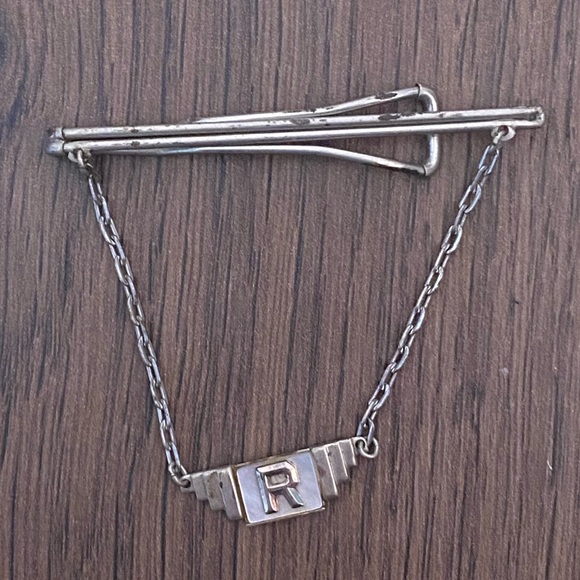 Other - Vintage Silver Tie Clip with Chain